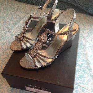 Adrianna Papell Jeweled Wedge Heels